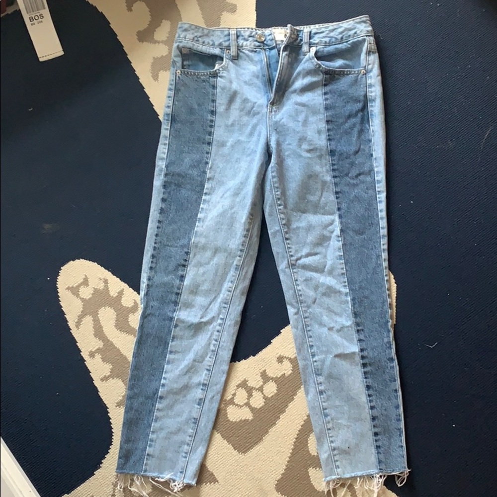 High waist multi-color straight jeans